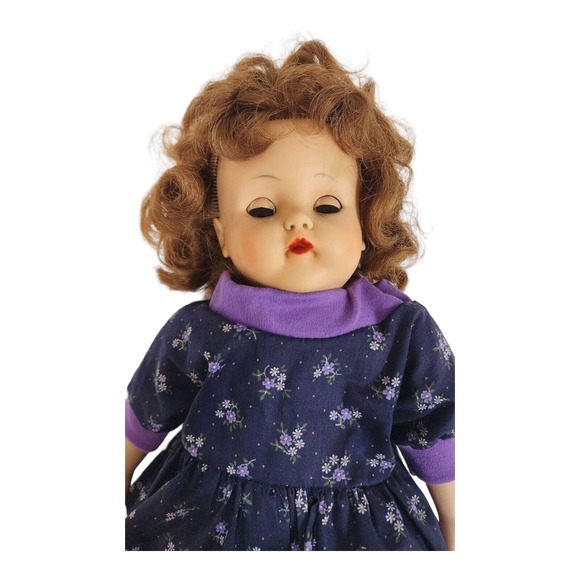 Fibre-Craft Vinyl Doll 18" Brunette Sleepy Eyes Vintage 90s Collectible - Picture 6 of 16